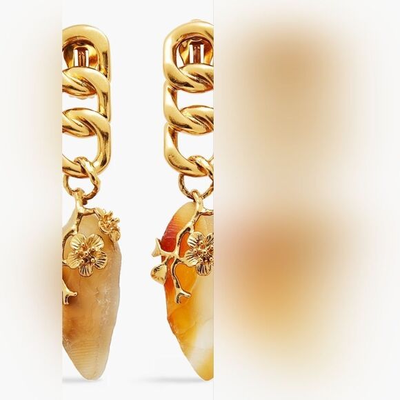 ZIMMERMANN Chain & Flower Drop Earrings Quartz NEW - Picture 3 of 10